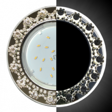 Ecola GX53 H4 LD5360 Glass Круг с  прозр. стразами Корона с подсветкой (оправа хром)/фон зерк../центр.часть хром 52x120 (к+)