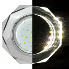 Ecola GX53 H4 LD5312 Glass Стекло 8-угольник с прямыми гранями с подсветкой  хром - хром (зеркальный) 38x133 (к+)