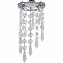 Ecola MR16 CR1001 GU5.3 Glass Стекло Круг с продолговатыми хруст. на подвесе "под скос" Прозрачный / Хром 84x210