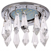 Ecola MR16 CR1003 GU5.3 Glass Стекло Круг с продолговатыми хруст. на коротком подвесе Прозрачный / Хром 84x76