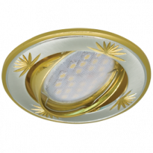 Светильник Ecola MR16 DL21 GU5.3 встр. литой повор.искр.гравир. Четыре цветка Сатин-Хром/Золото23x84