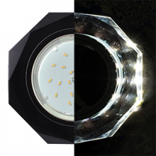Ecola GX53 H4 LD5312 Glass Стекло 8-угольник с прямыми гранями с подсветкой  черный хром - черный 38x133 (к+)
