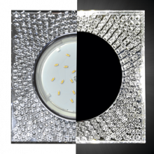 Ecola GX53 H4 LD5320 Glass Квадрат с  прозр.  мозаикой с подсветкой/фон зерк./центр.часть хром 40x123x123 (к+)