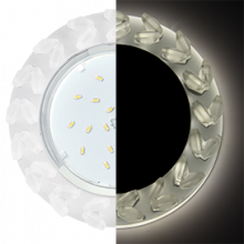 Ecola GX53 H4 LD5361 Glass Круг с крупными  матовыми стразами Елочка с подсветкой/фон мат./центр.часть хром 54x120 (к+)