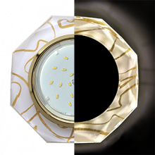 Ecola GX53 H4 LD5312 Glass Стекло 8-угольник с прямыми гранями с подсветкой  золото - золото на белом 38x133 (к+)