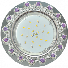 Ecola GX53 H4 Glass Круг с прозр. и аметист. страз. Корона (оправа хром)/фон зерк/центр хром  52x120