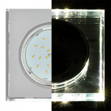 Ecola GX53 H4 LD5311 Glass Стекло Квадрат скошенный край с подсветкой  хром - хром (зеркальный) 38x120x120 (к+)