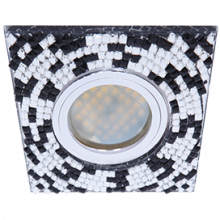 Ecola MR16 DL1658 GU5.3 Glass Стекло Квадрат с  прозр.-черной мозаикой/фон зерк../центр.часть хром 28x95x95