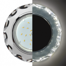 Ecola GX53 H4 LD5313 Glass Стекло Круг с вогнутыми гранями с подсветкой  хром - хром (зеркальный) 38x126 (к+)