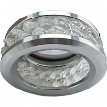 Ecola MR16 DL1656 GU5.3 встр. круглый с хруст.(2 ряда) и ободком - Прозрачный / Хром 54x85