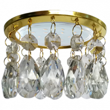 Ecola GX53 H4 5350 Glass Круг с каплевидными хруст. на прямом подвесе Прозрачный / Золото 102x105 (к+)