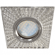 Ecola MR16 DL1659 GU5.3 Glass Стекло Квадрат с прозр.стразами (оправа хром)/фон зерк./центр.часть хром 30x95x95
