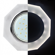 Ecola GX53 H4 LD5312 Glass Стекло 8-угольник с прямыми гранями с подсветкой  хром - матовый 38x133 (к+)