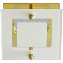 Ecola MR16 DL200 GU5.3 Glass Квадрат со стеклом Прозрачный и Матовый / Золото 45x77x77